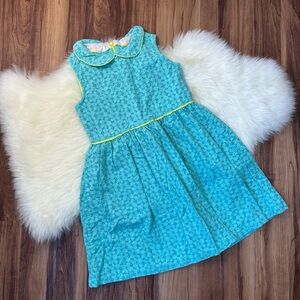 Mini Boden Blue Eyelet Peter Pan Collar Dress • Size 7/8